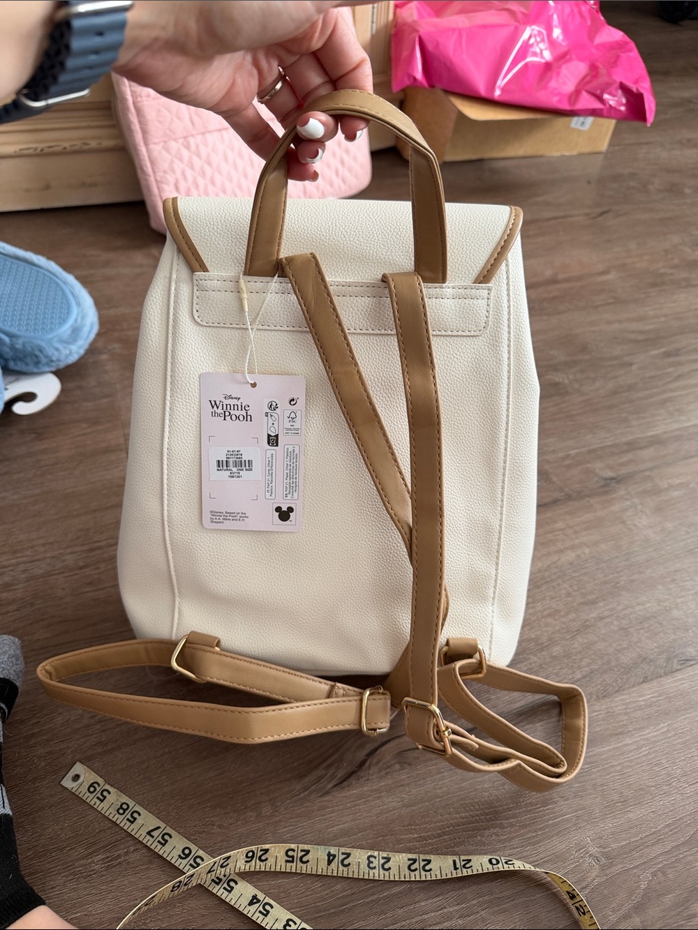 NWT Disney Winnie the Pooh Cream and Tan Cherry Backpack - Picture 5 of 7